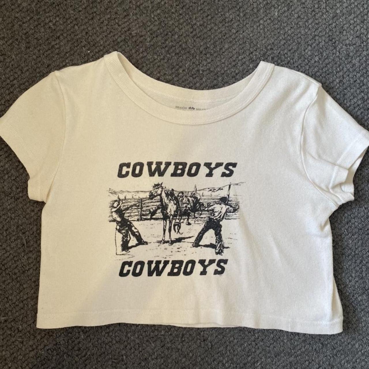 Brandy Melville cropped tee shirt with cowboy... Depop