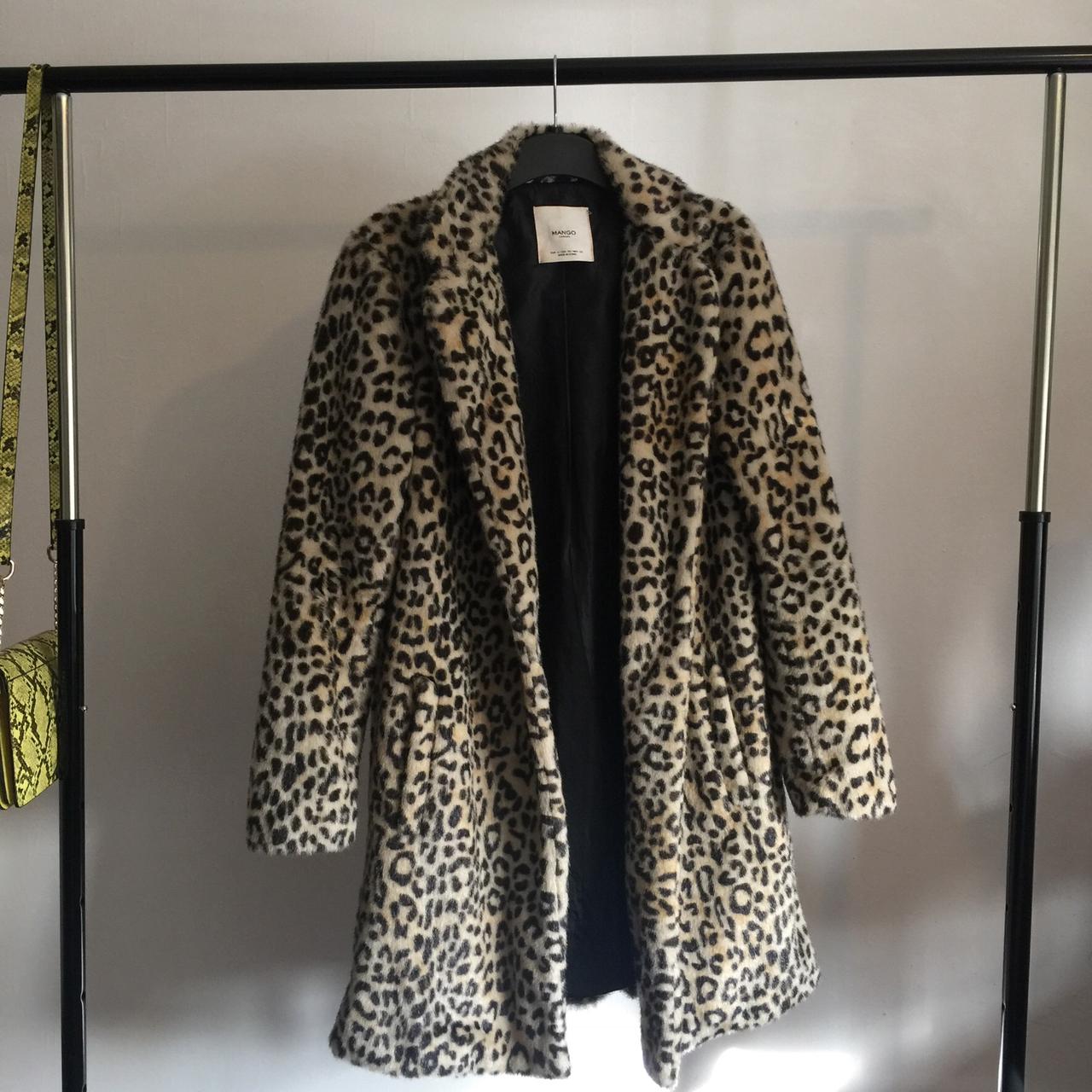 Mango Leopard Print Faux Fur Coat. Fur Looks - Depop