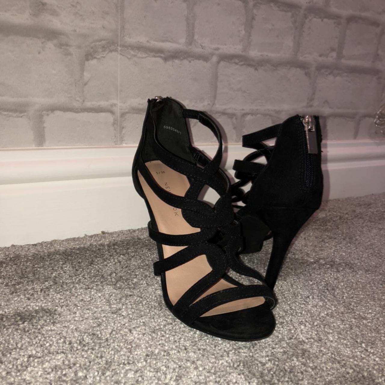 Black strappy stiletto heels Good condition Worn a... - Depop
