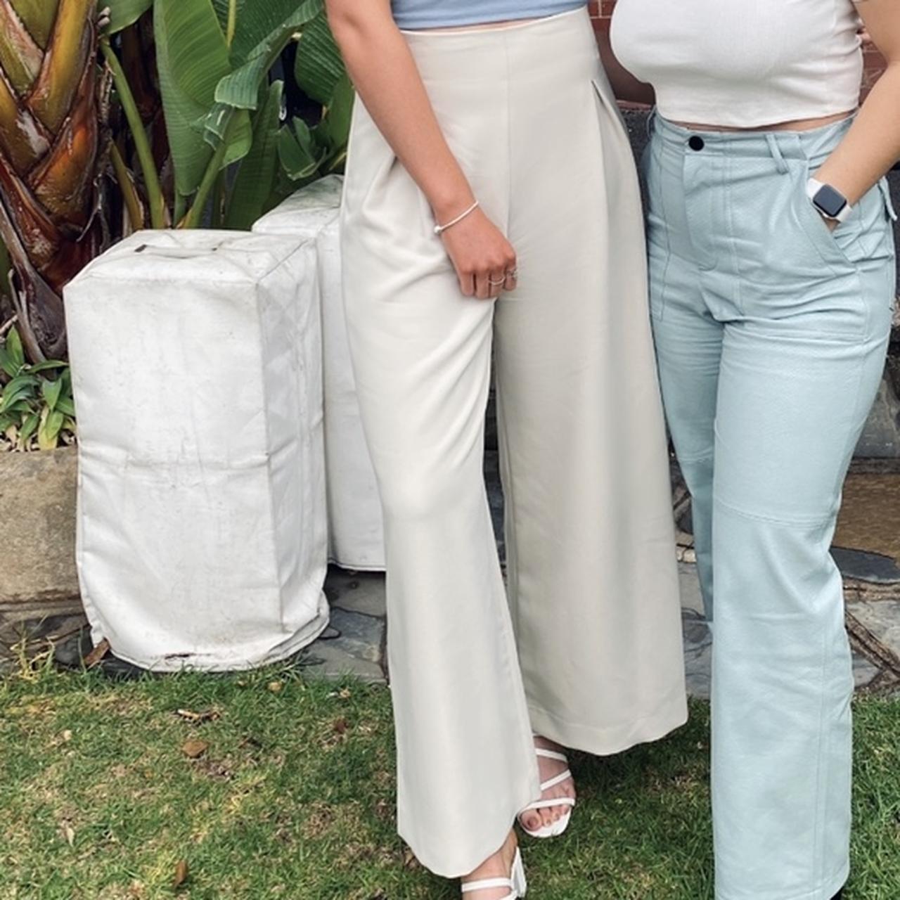 Zara Beige Wide Leg Pants. Hardly Worn. High waisted... Depop