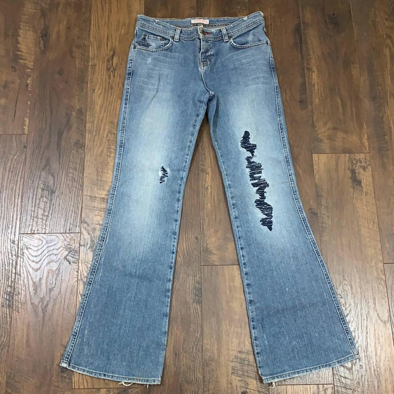 Tommy Jeans Y2K Distressed Embroidery Bootcut Jeans... - Depop