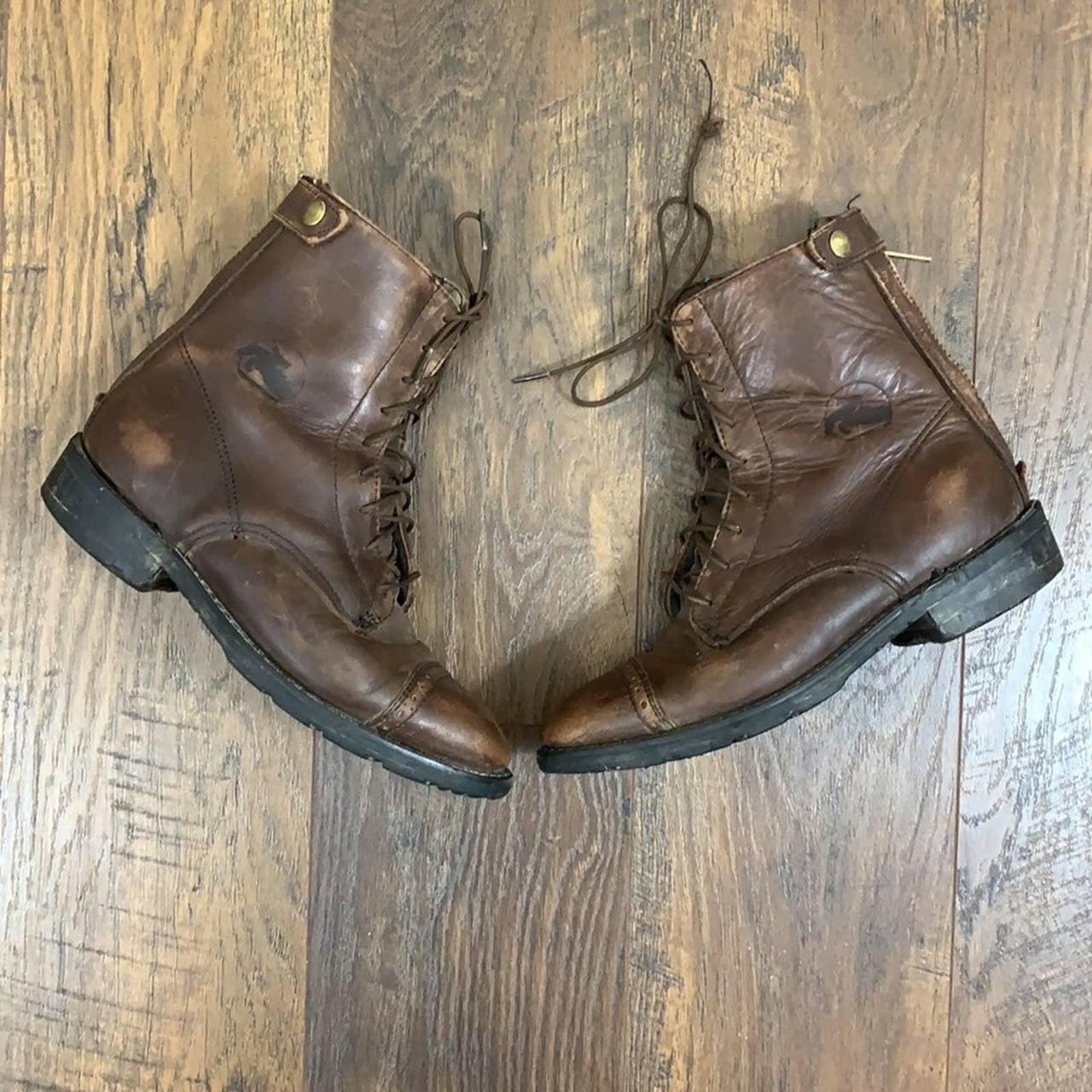 Grand Prix Brown Leather LaceUp Riding Boots Size 5... Depop