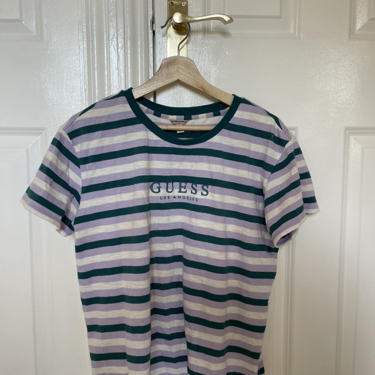 Guess Women's Green and Purple T-shirt | Depop