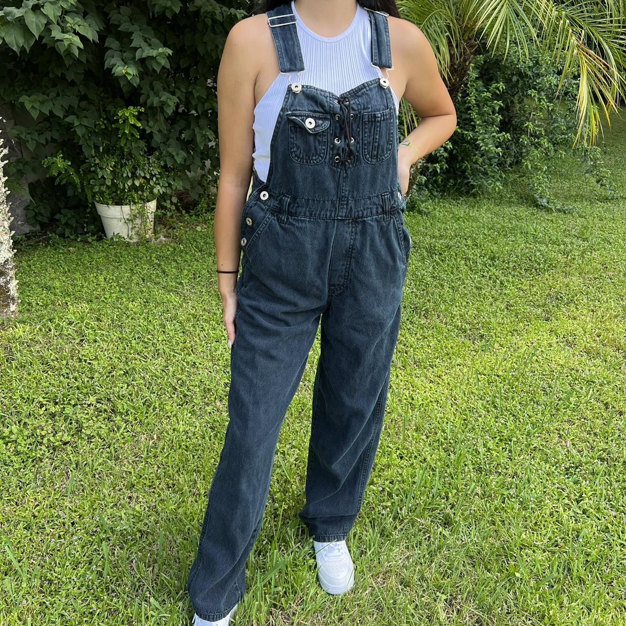 💙 Vintage cotton overalls 💙 In a blue/ black washed... Depop