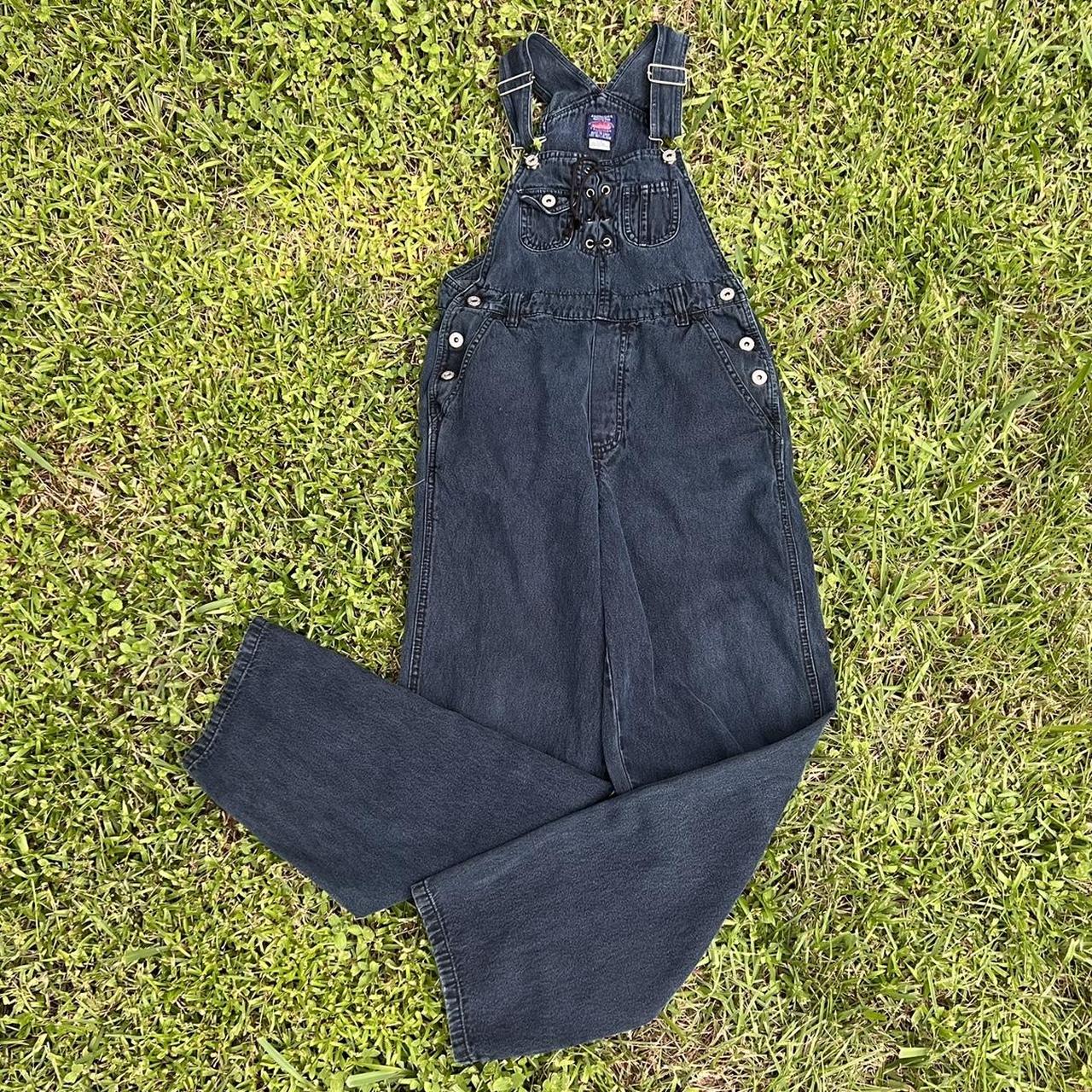 💙 Vintage cotton overalls 💙 In a blue/ black washed... Depop