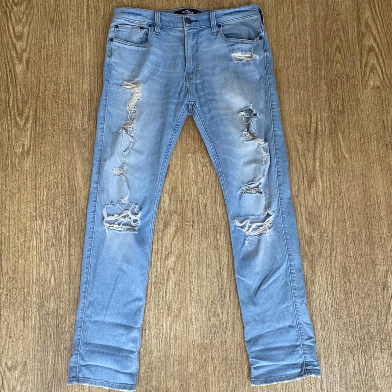 Hollister (light) blue skinny jeans Distressed with... - Depop