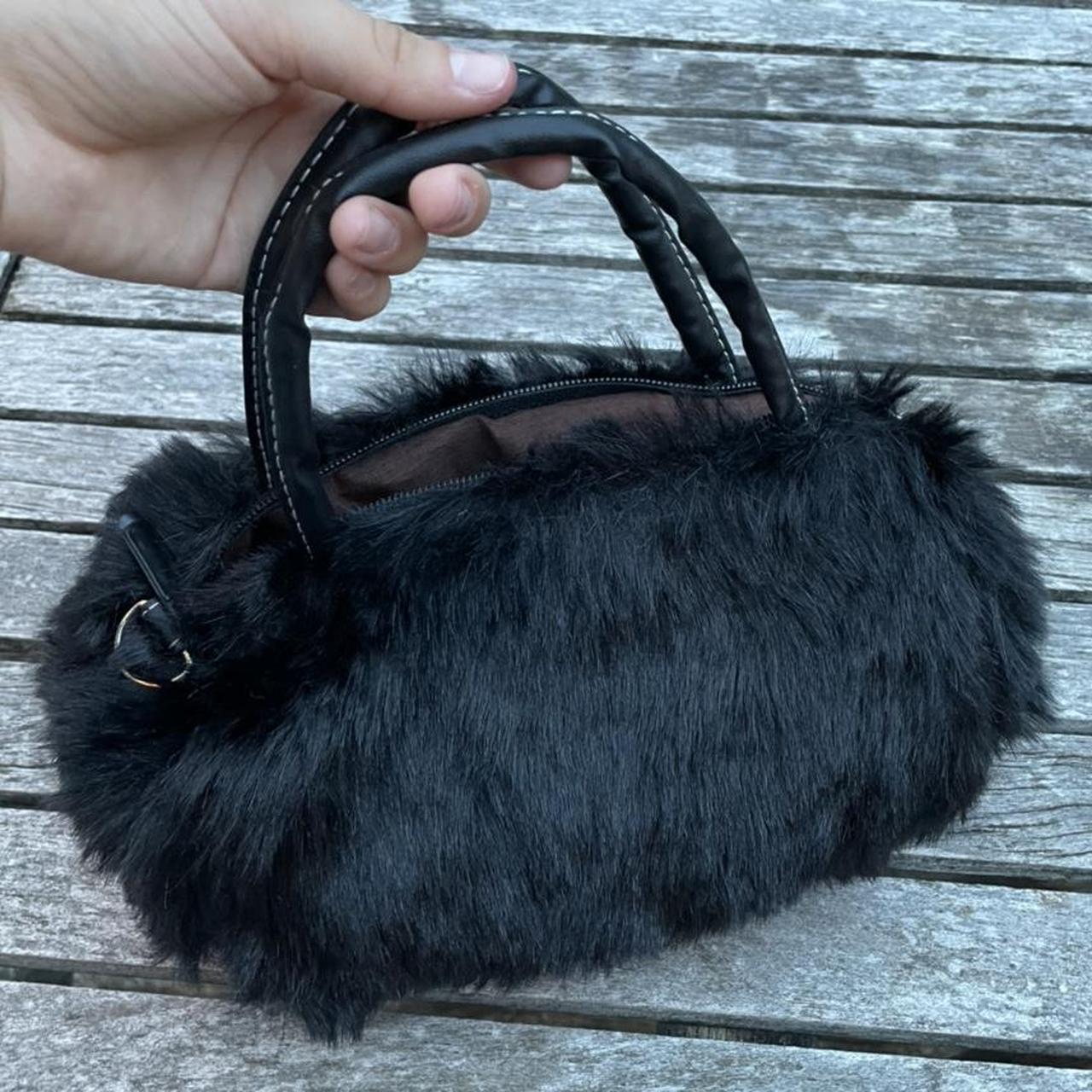 Fur Handbag – Dark Brown Fox Fur – Pom Pom Detail – Madison Avenue Mall Furs