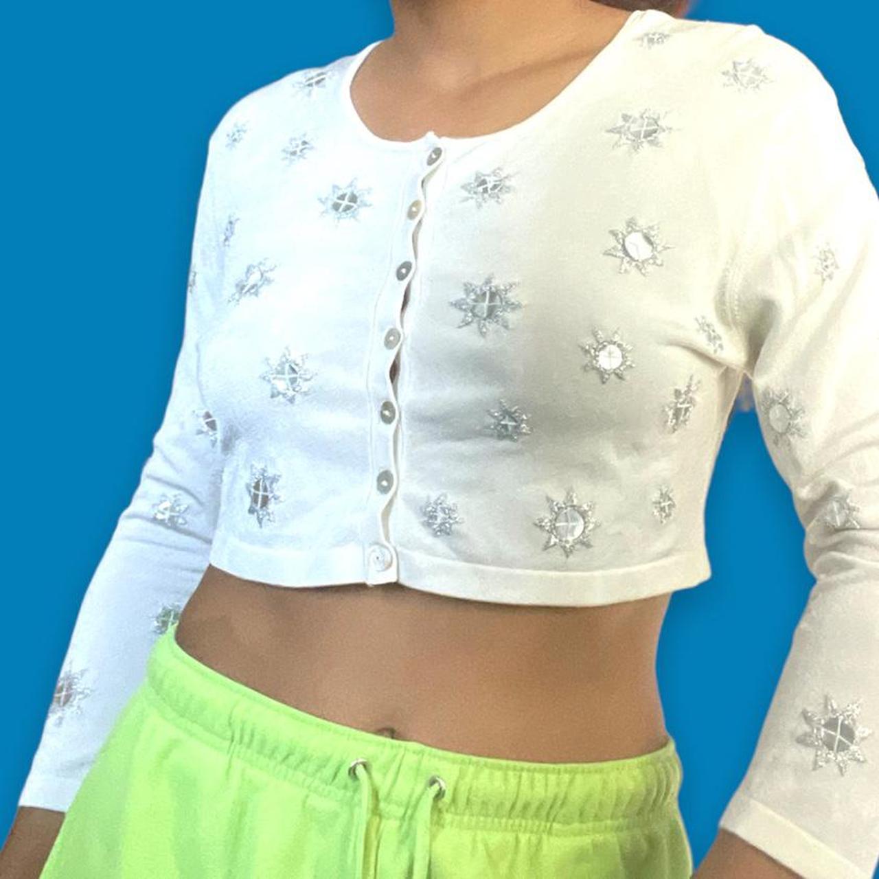 ASOS Women's White and Silver Crop-top (3)