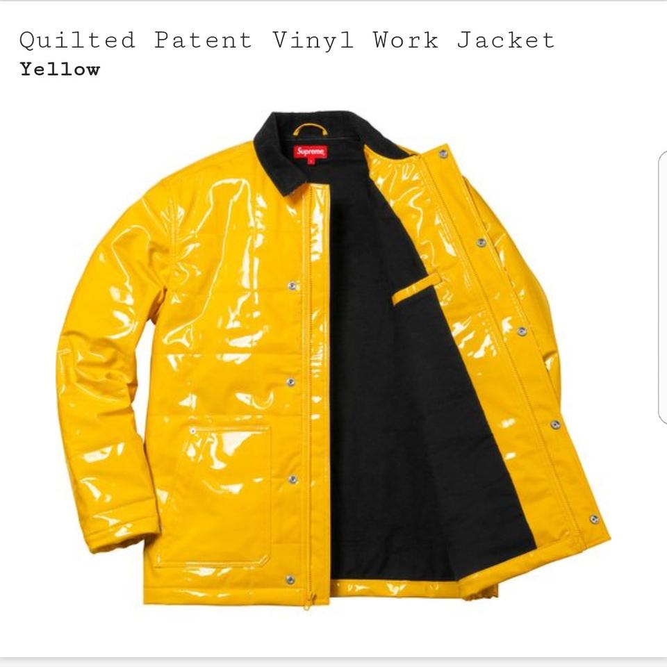 Supreme Quilted Patent Vinyl Work Jacket, Yellow, Size...