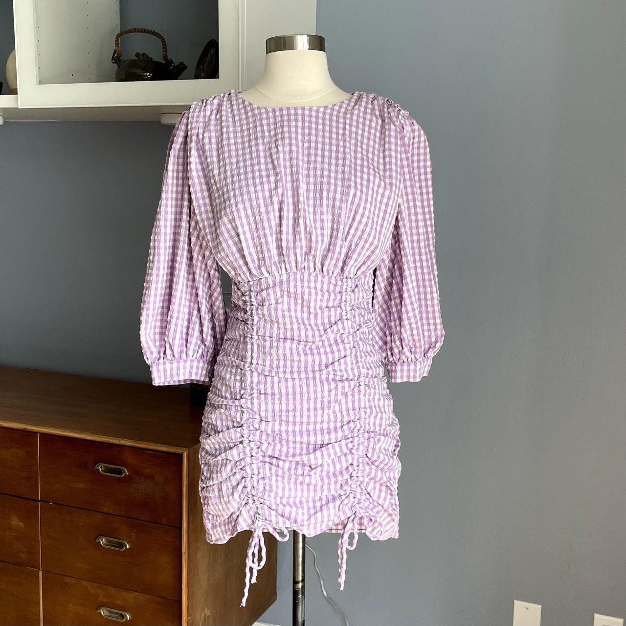 zara purple check dress