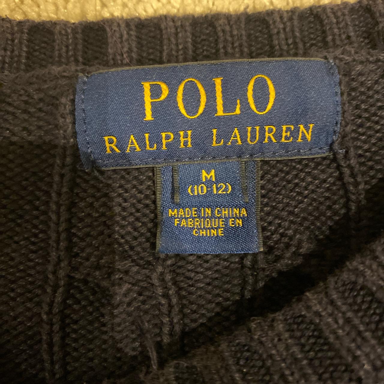 Polo Ralph Lauren cable knit jumper in navy Size M... - Depop