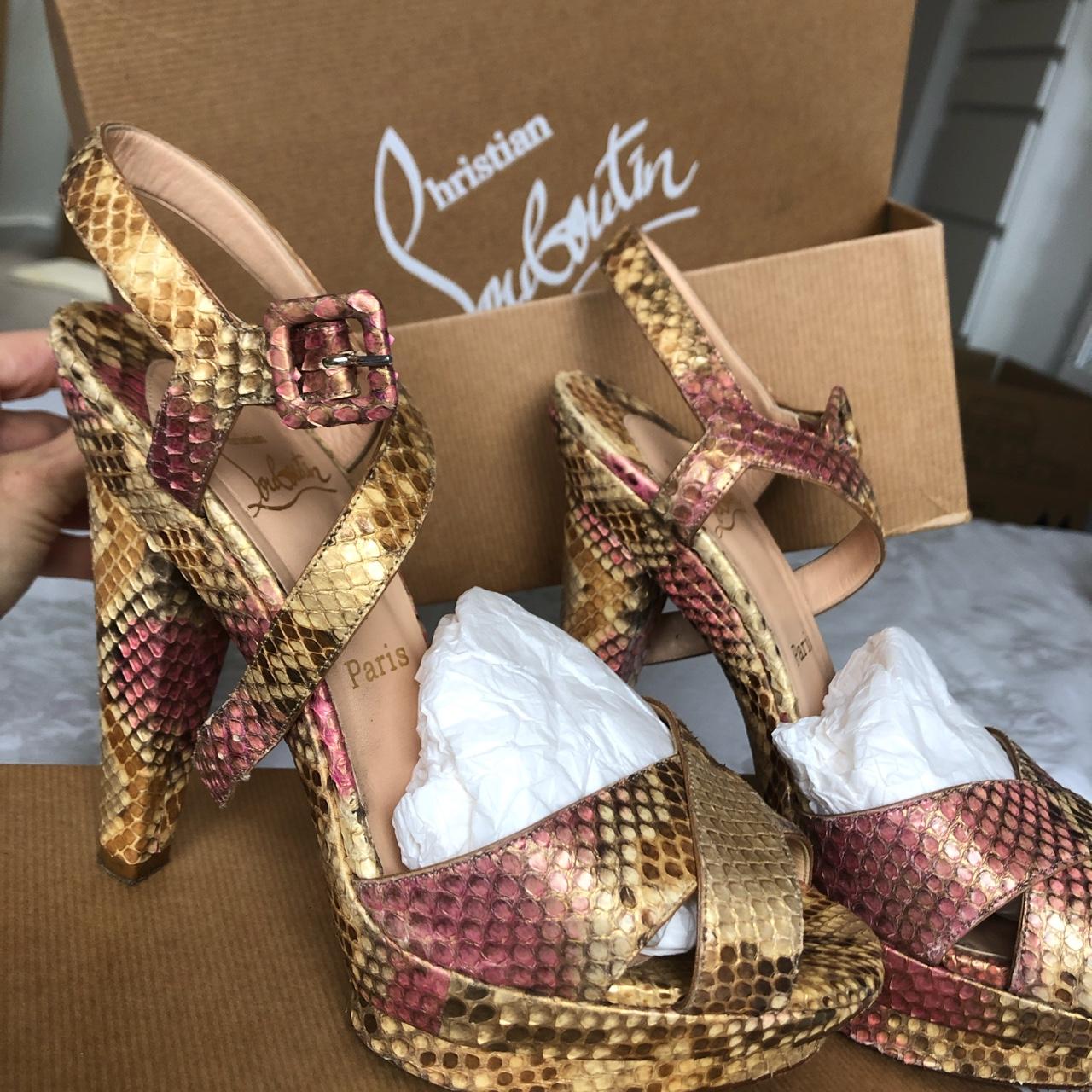 pink and gold shoe  Pretty shoes, Cheap christian louboutin, Christian  louboutin shoes