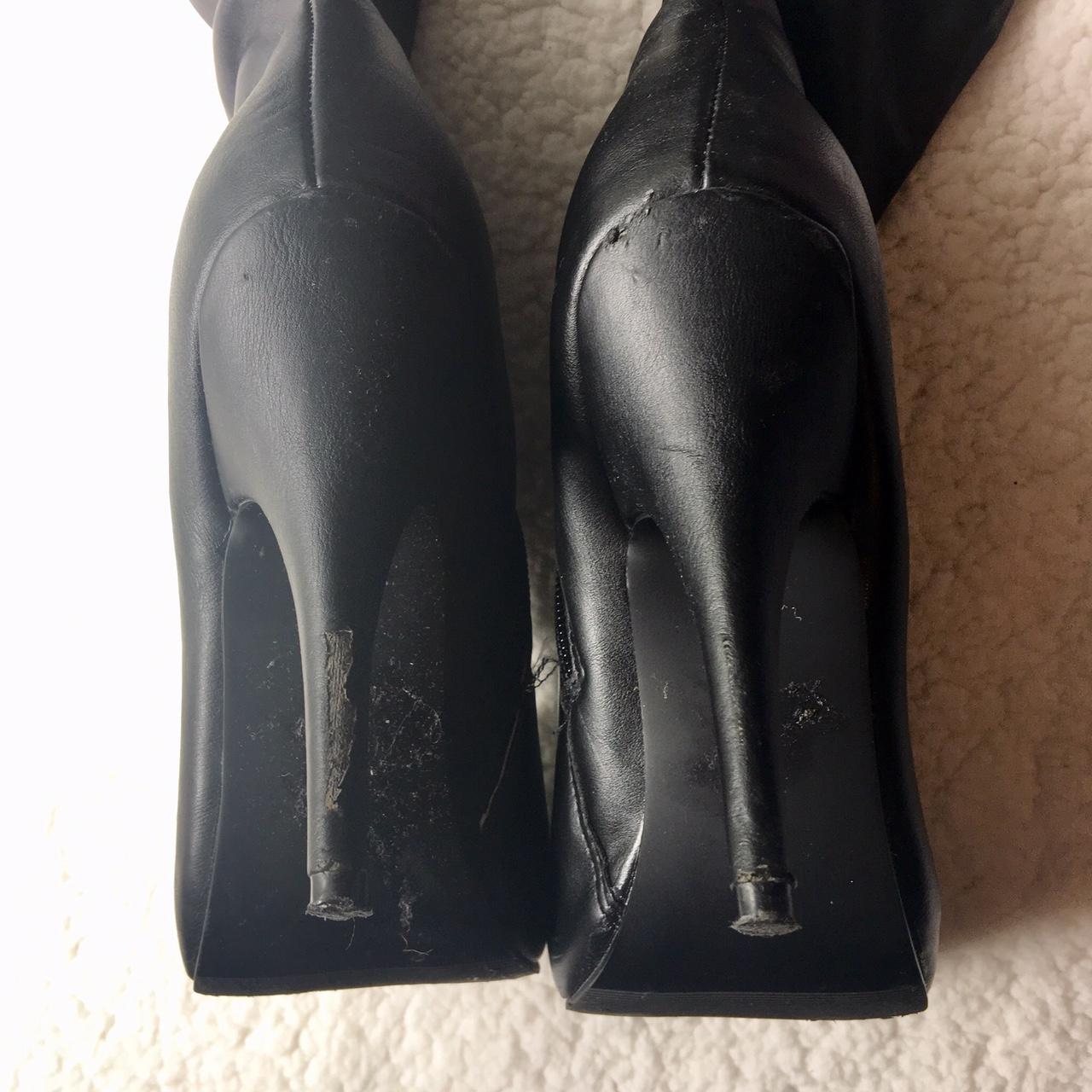 Shoedazzle Akari high heel boots Some damage Worn... - Depop