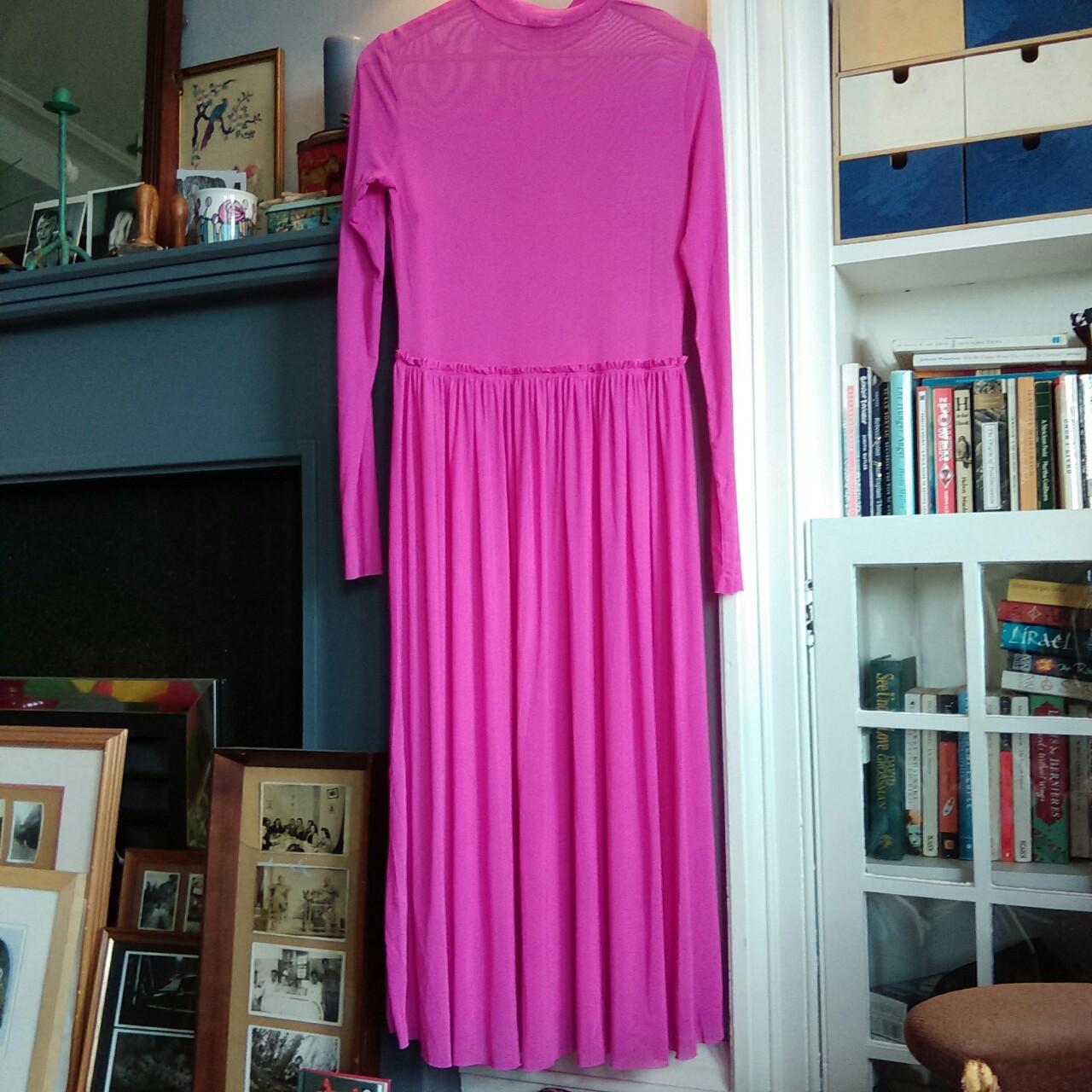 Monki bright pink mesh Long-Midi length