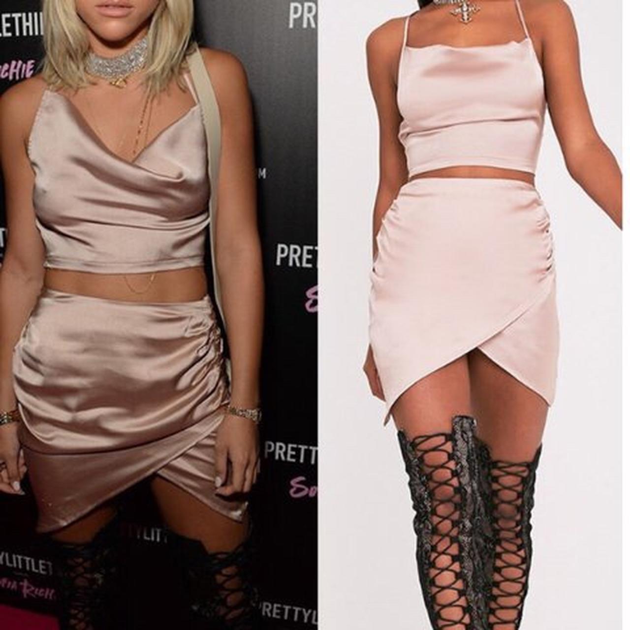 SOFIA RICHIE PLT Nude satin two piece TOP ONLY!!... - Depop