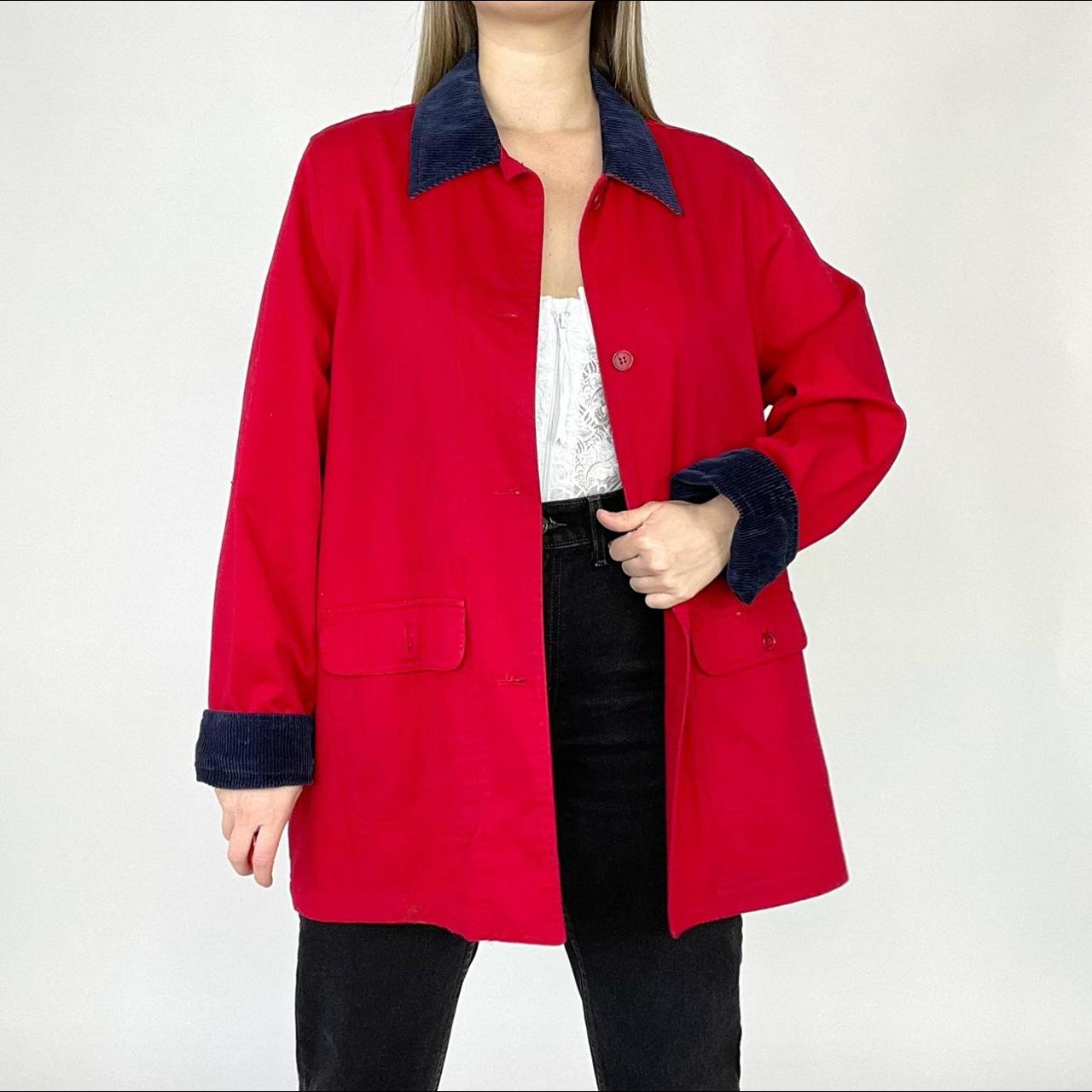 Vintage red chore coat with a plaid interior lining!... - Depop