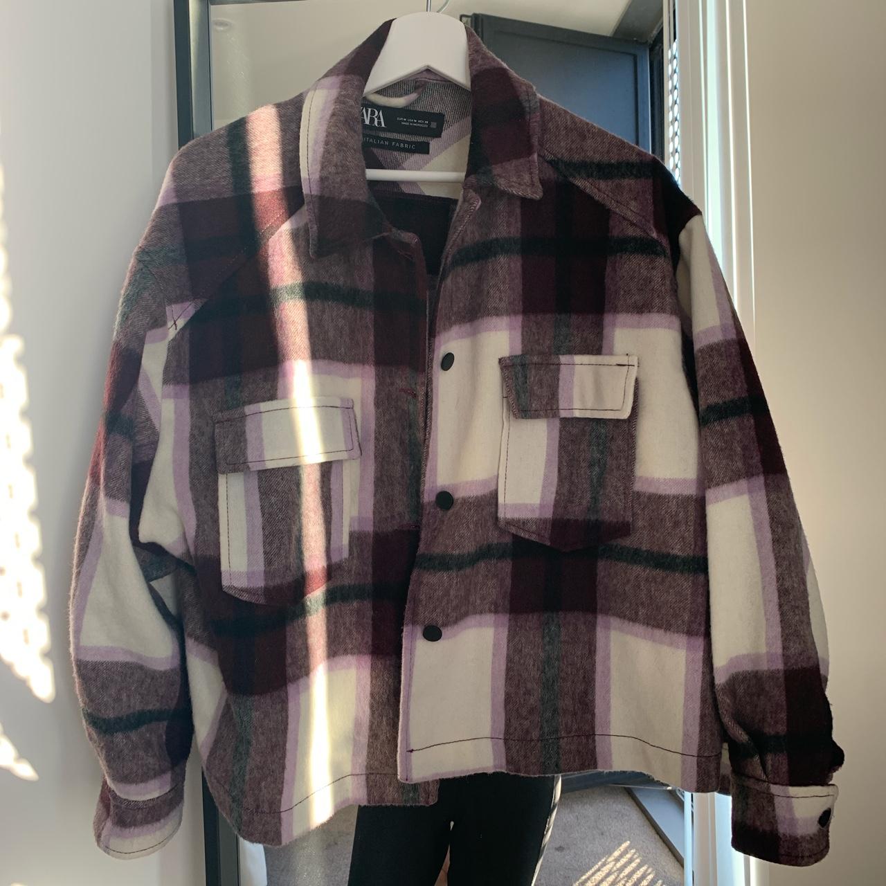 zara flannel jacket purple