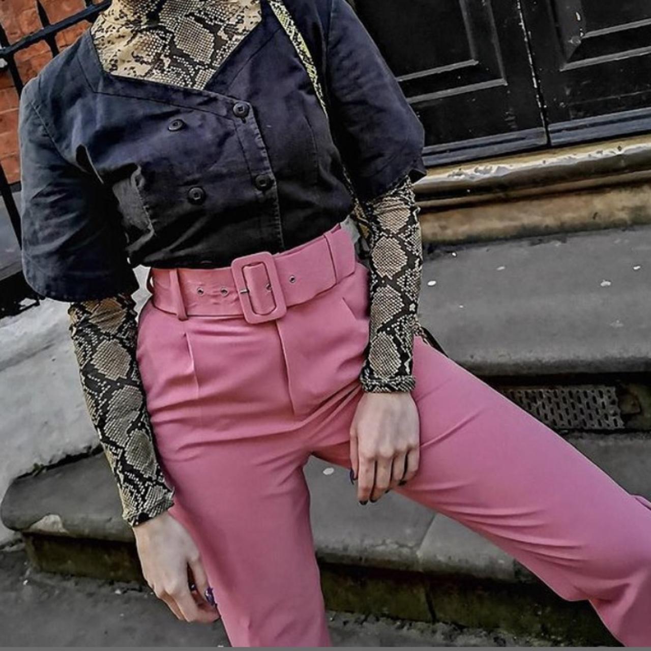 Zara pink belted trousers So beautiful but - Depop