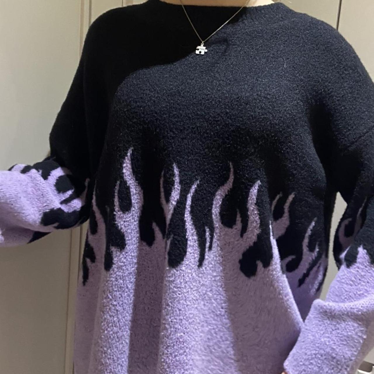 purple black flame sweater