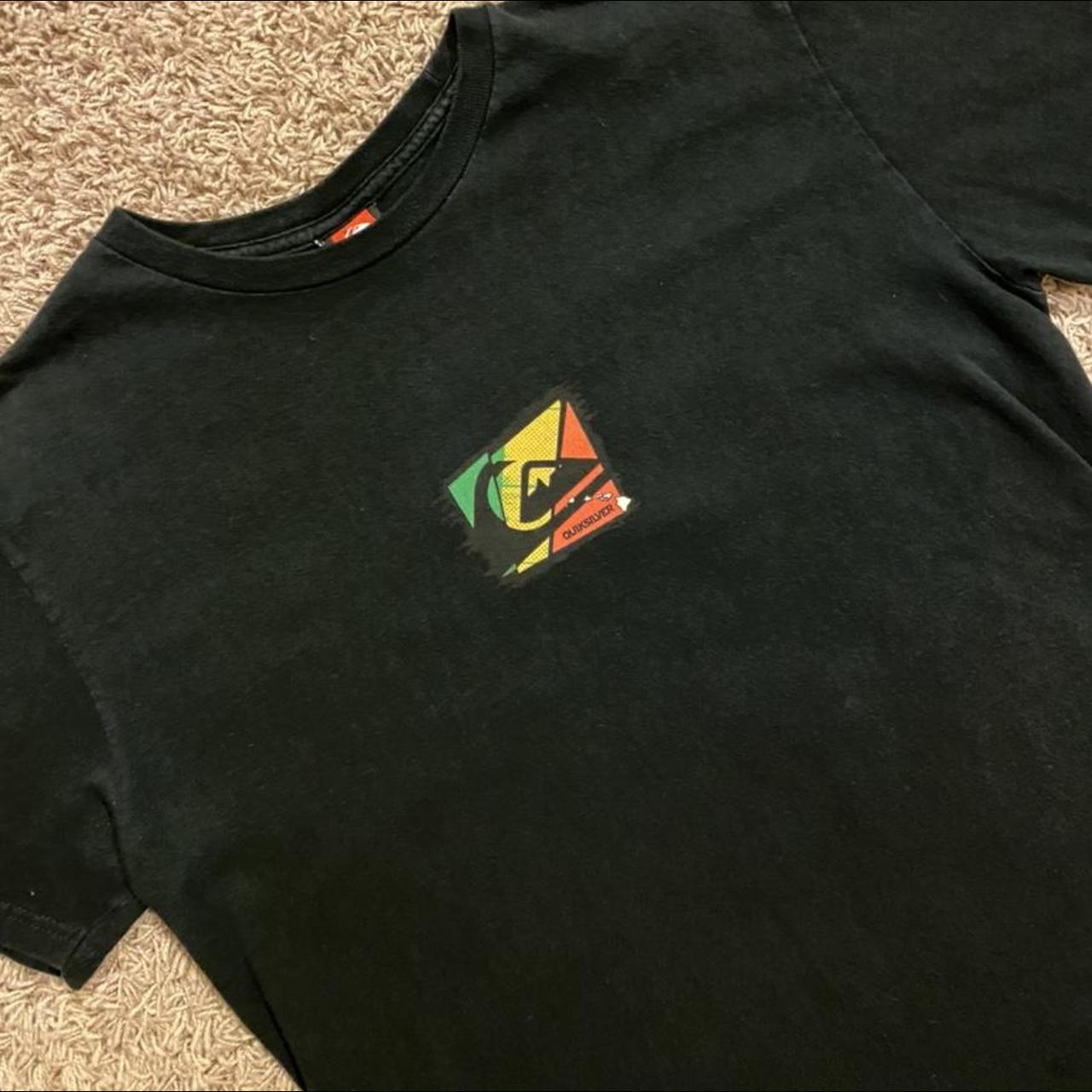 vintage quiksilver t-shirt rasta logo size... - Depop