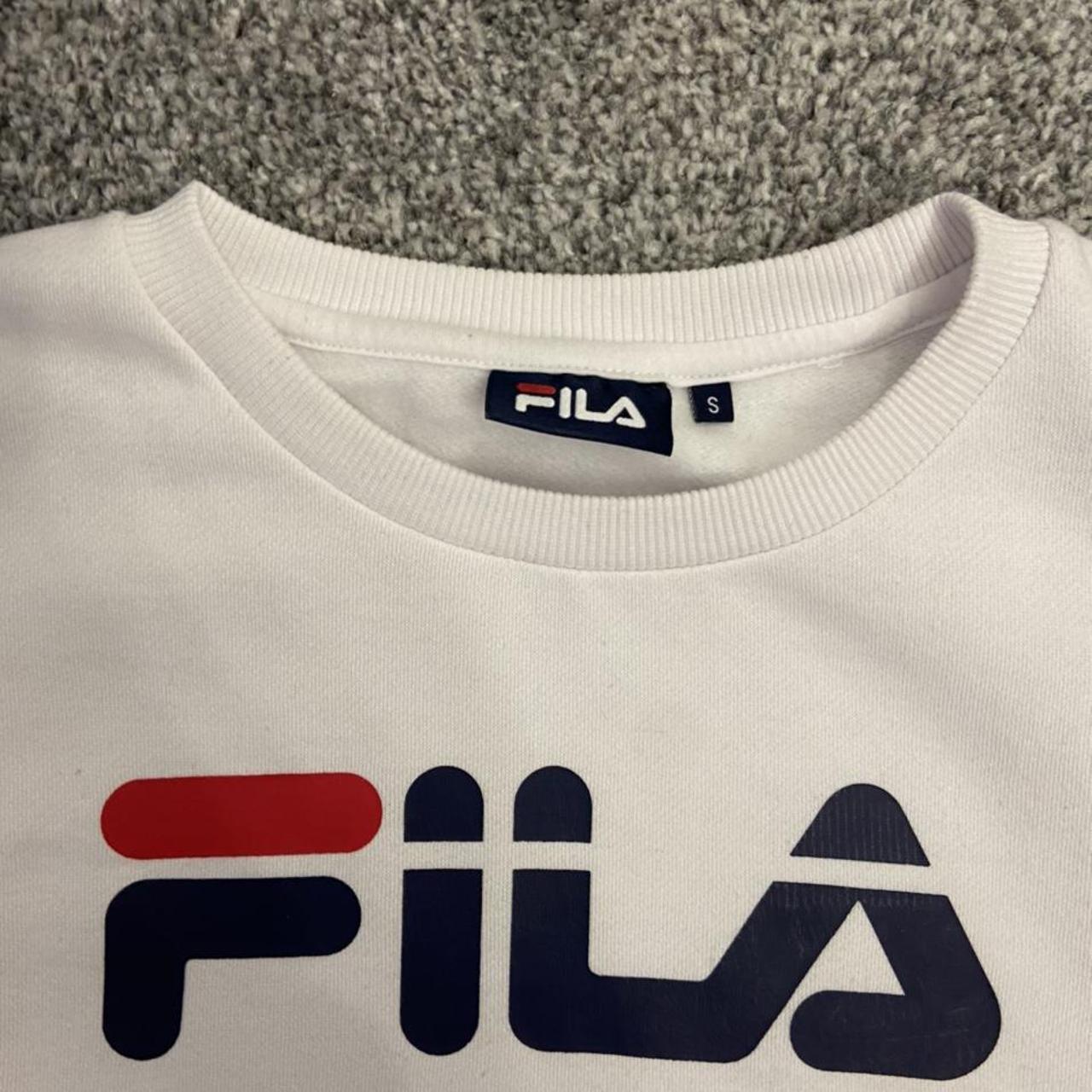 Fila Women's Red and Navy Sweatshirt | Depop