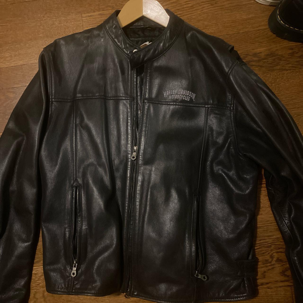 Harley Davidson 90s leather jacket Large 44” chest - Depop