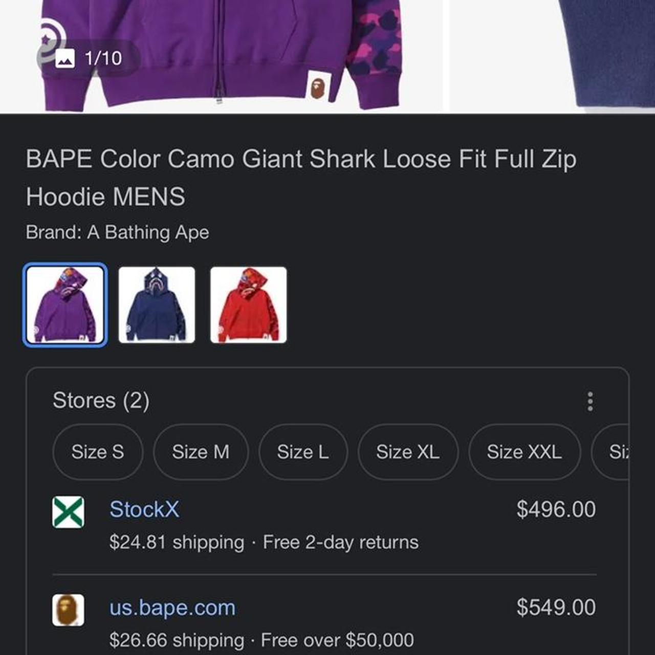 BAPE Giant shark full zip hoodie purple camo A Bathing Ape Size M