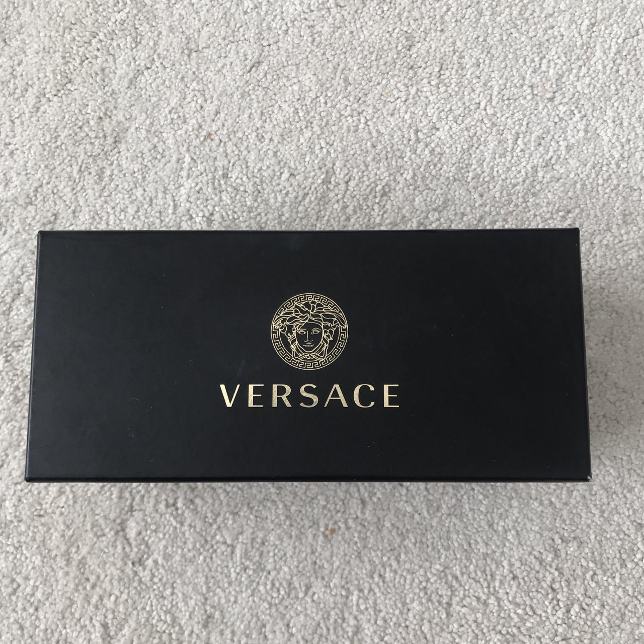 Versace black leather glasses case with gold and... - Depop