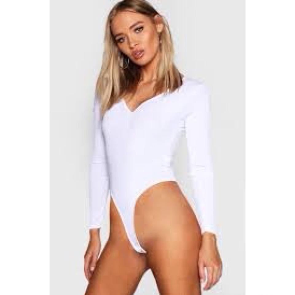 Boohoo basic hot sale v neck ruched