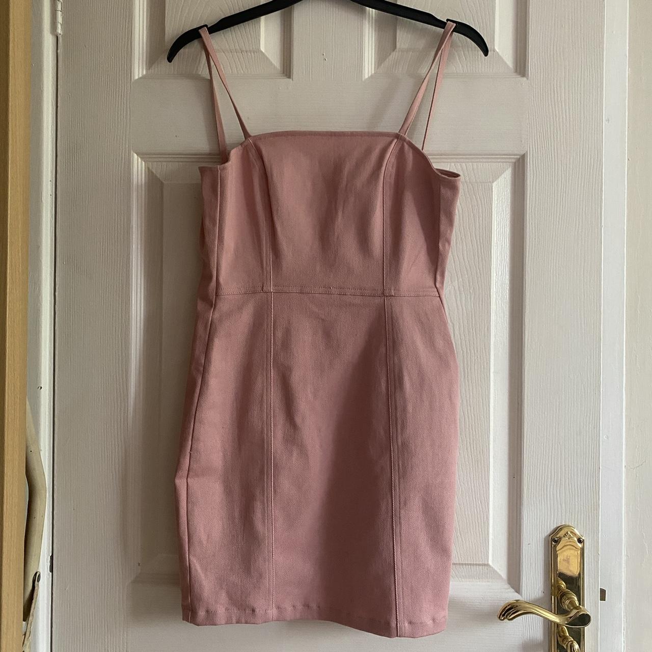 H&m pink 2024 denim dress