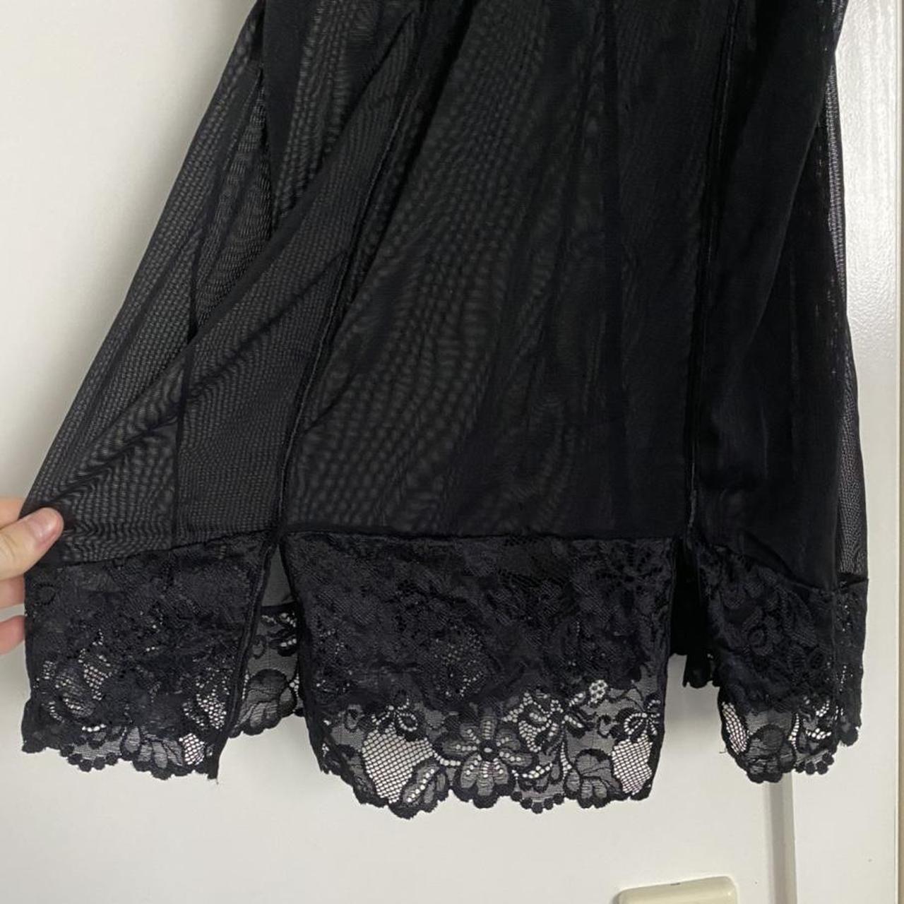 black mini lingerie dress with 2 small slits. approx... - Depop