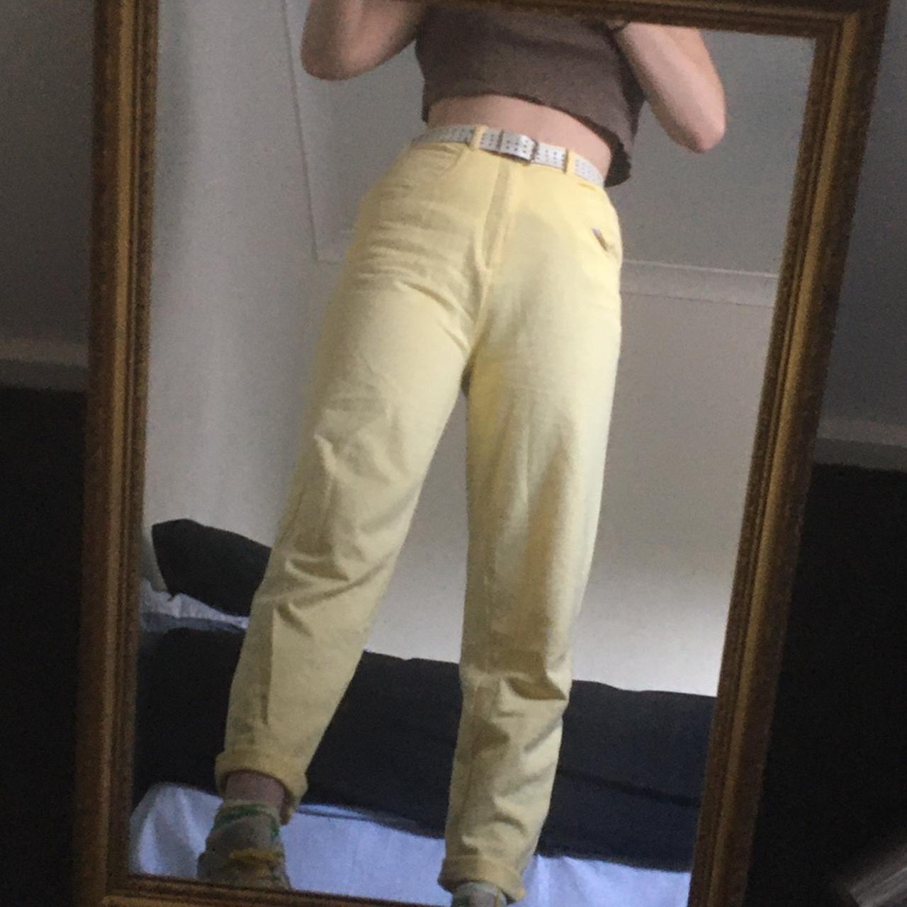 Vintage Cigarette Pants, Bright Yellow High Waist - Depop