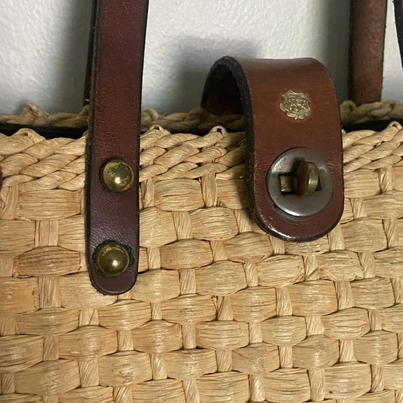 1960s John Romain wicker purse with leather Depop