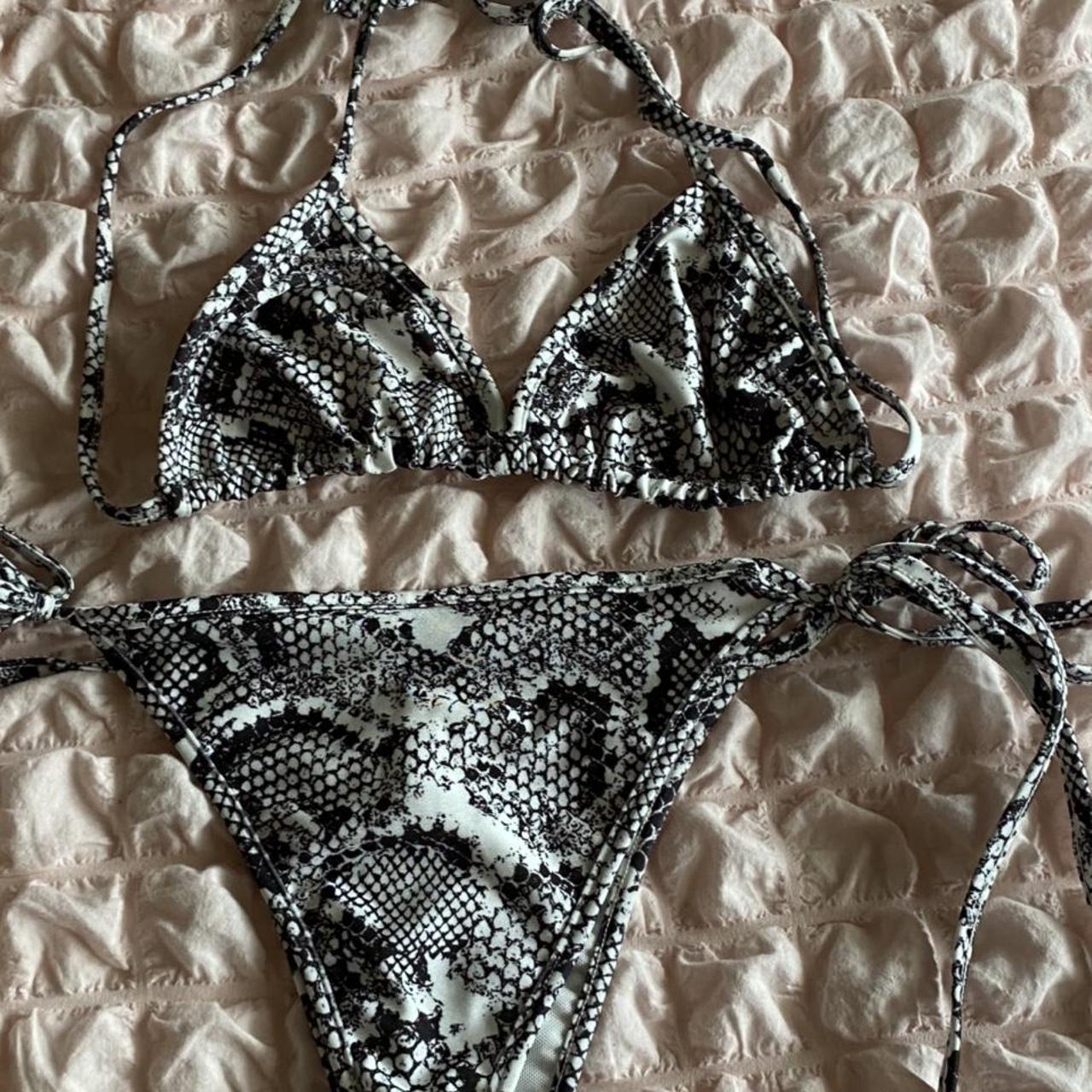 Pretty little thing snake skin pattern bikini set... Depop