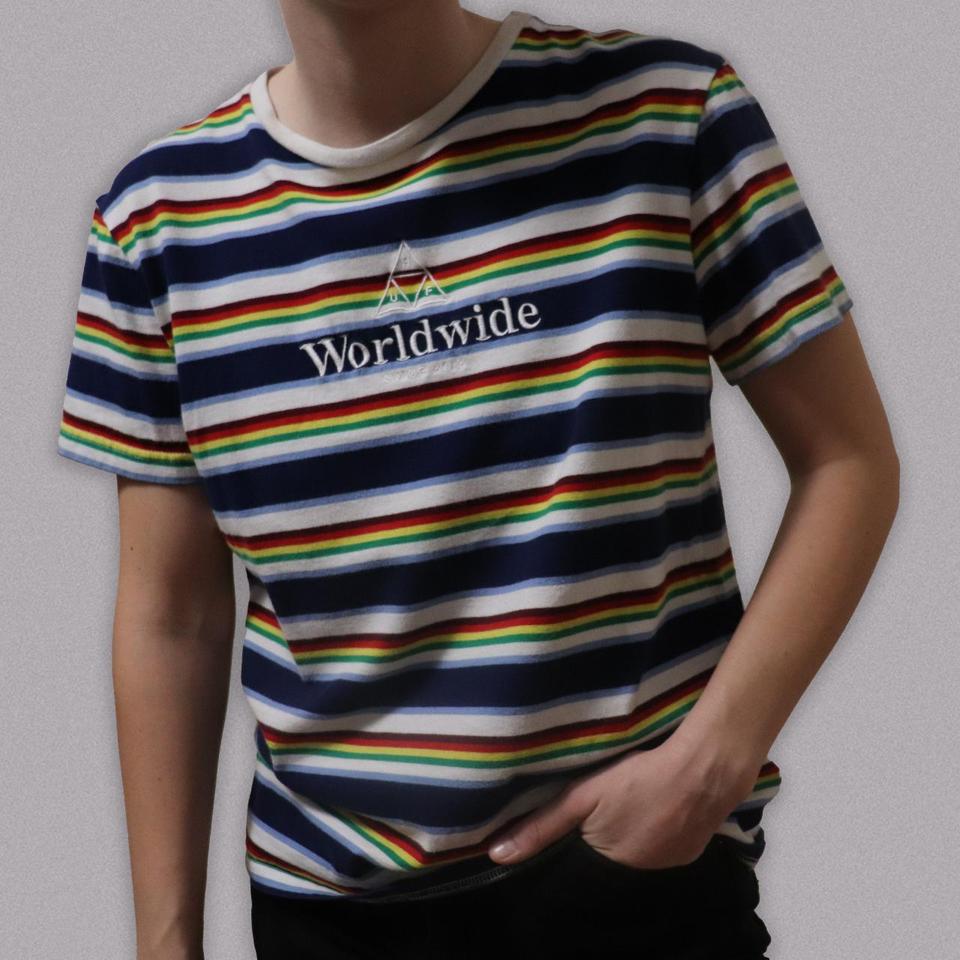 huf worldwide striped shirt green