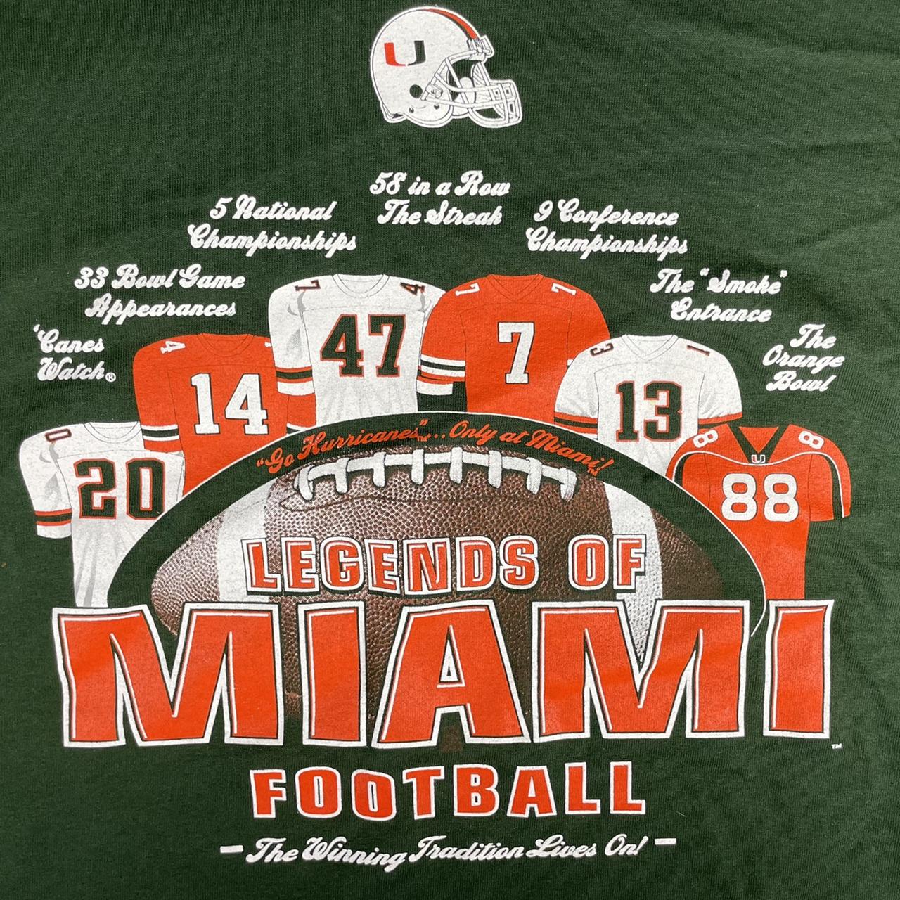 Vintage UM ‘Legends of Miami Football’ T-shirt - Depop