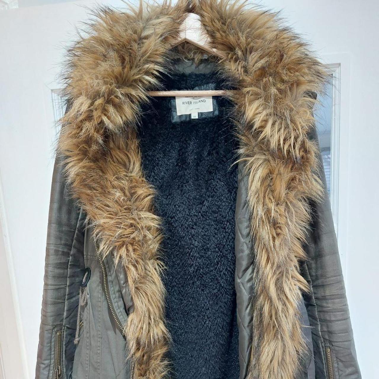 river island fur lined parka