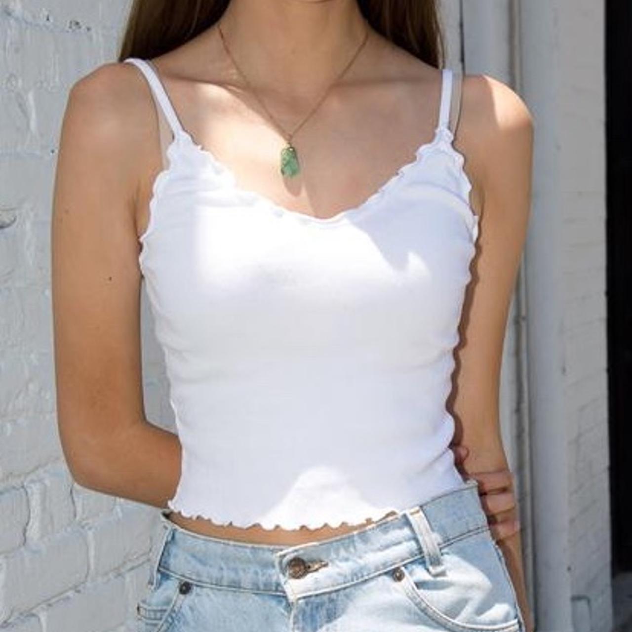 Brandy melville white ruffle tank Perfect condition... Depop