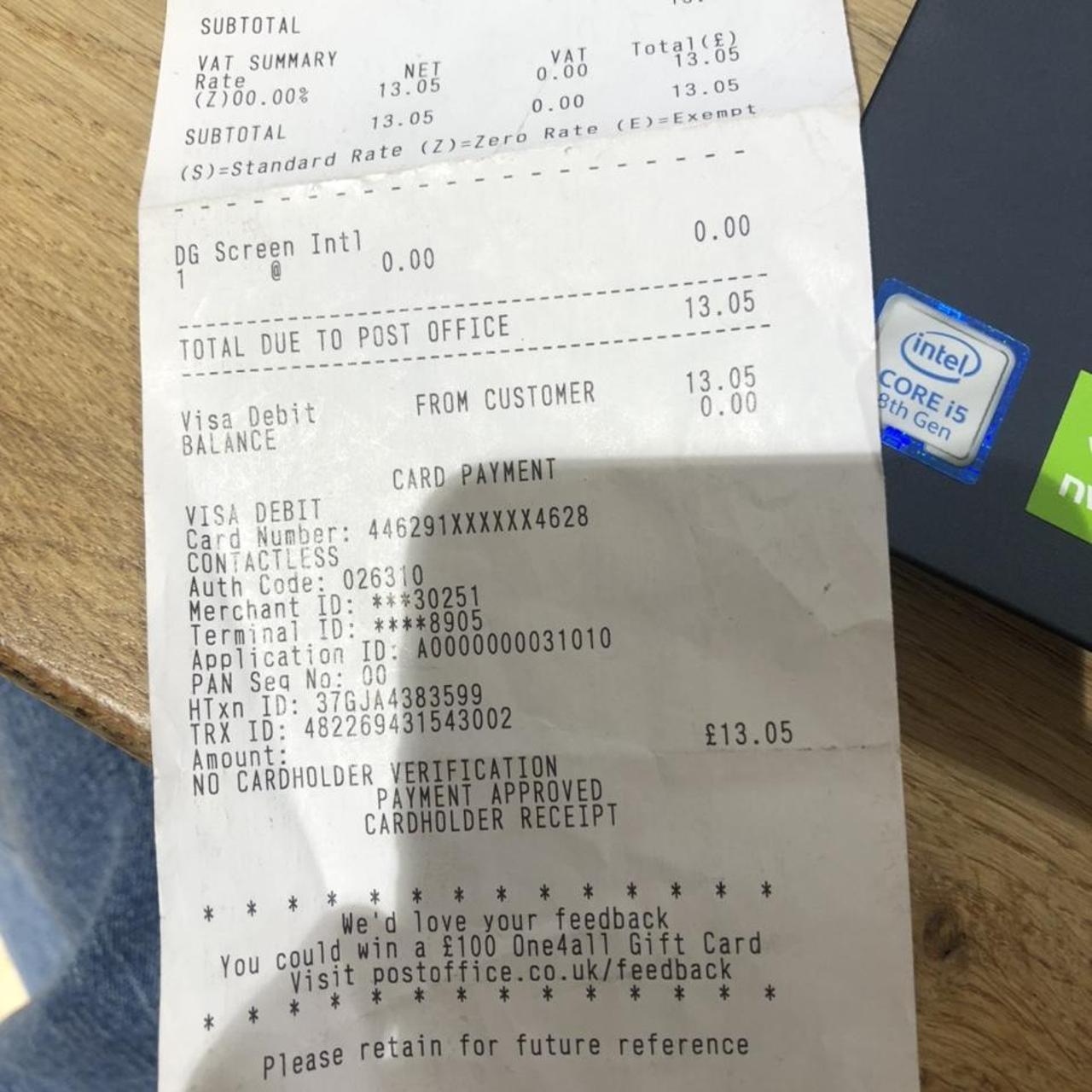 Receipt for Zara boots intl shipping Depop