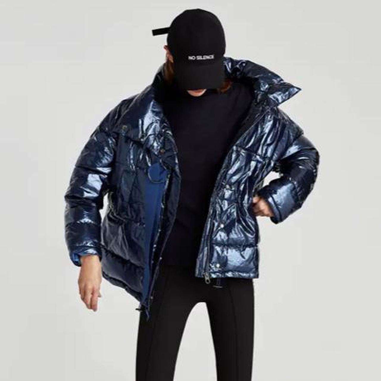 Metallic puffer 2025 jacket zara