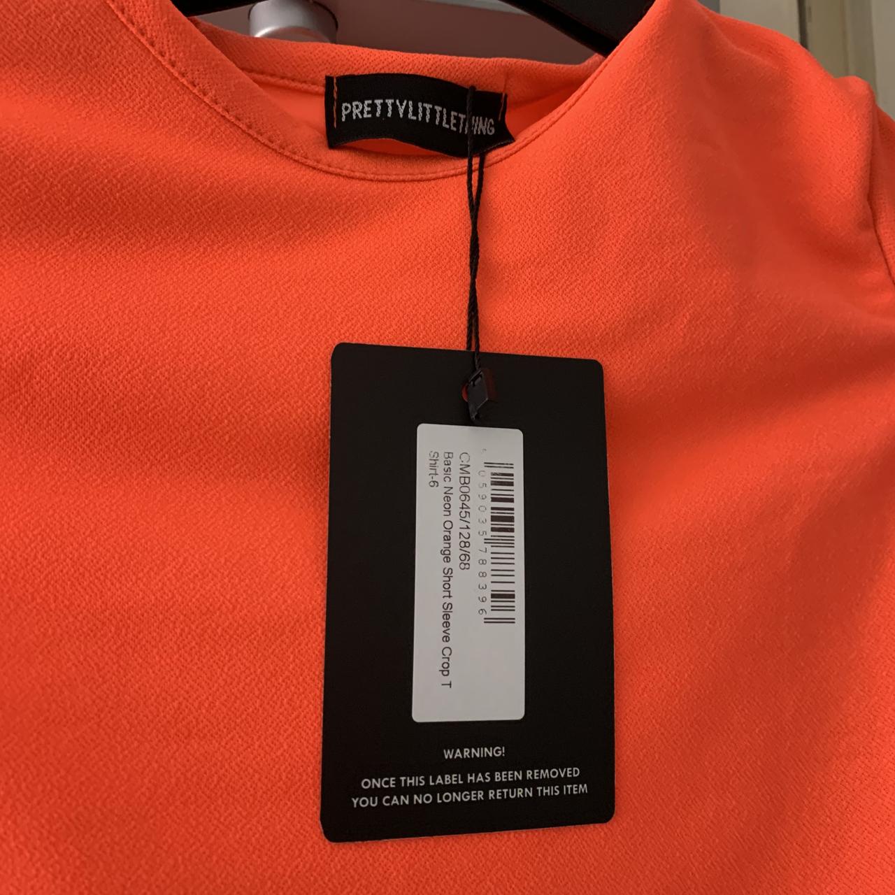 Basic Neon Orange Short Sleeve Crop T Shirt
