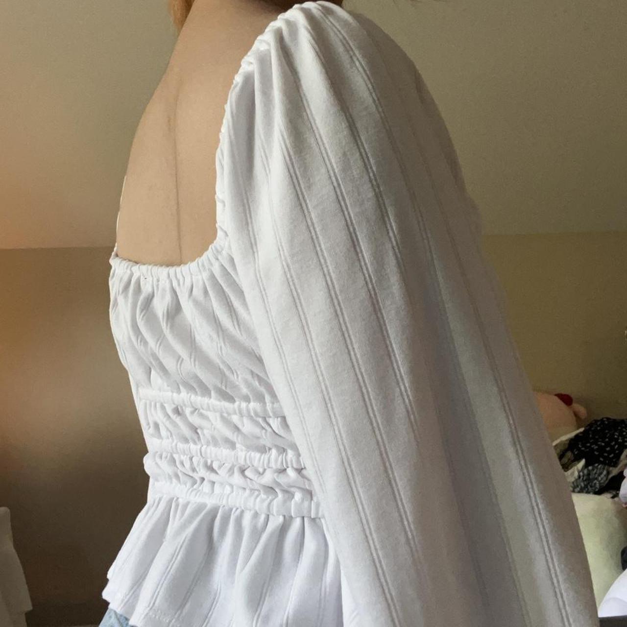 White Milkmaid Long Puff Sleeve Top Depop