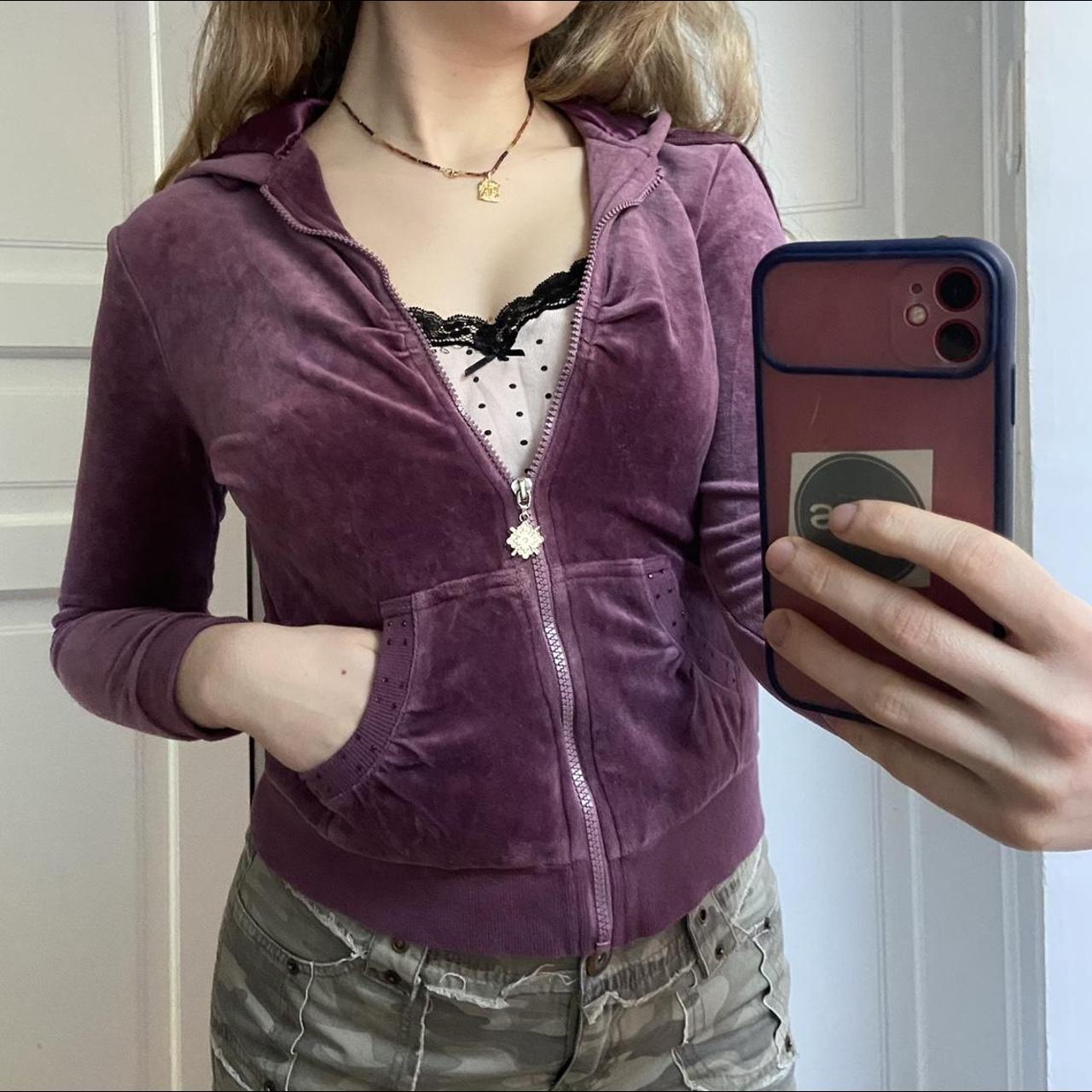 Classic 2000s purple velour zip up hoodie! Great... - Depop