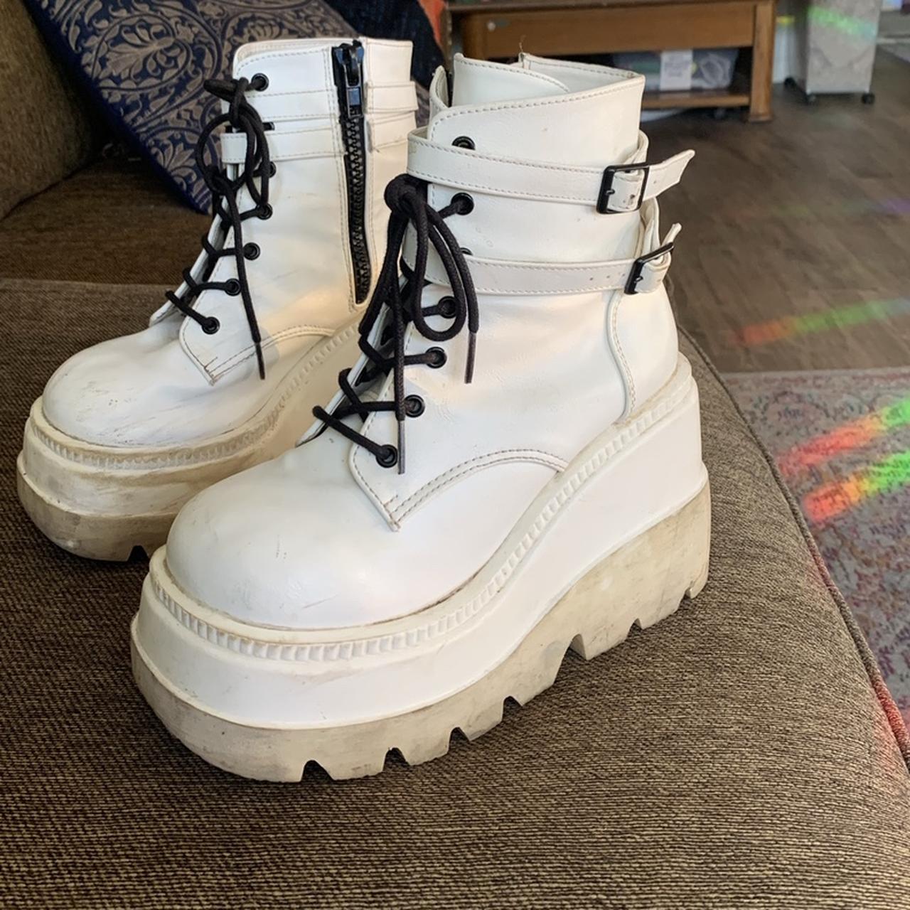 white platform boots size 7