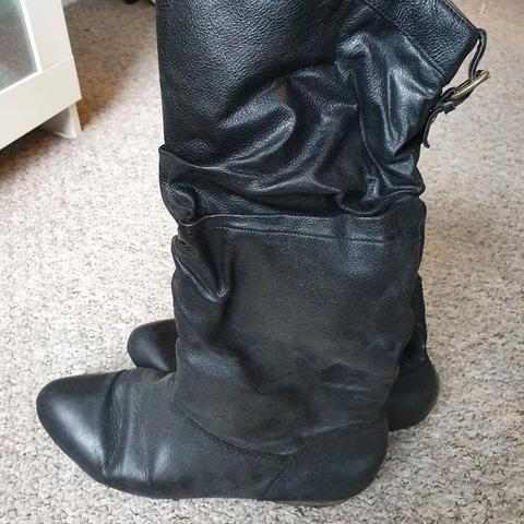 real leather slouch boots