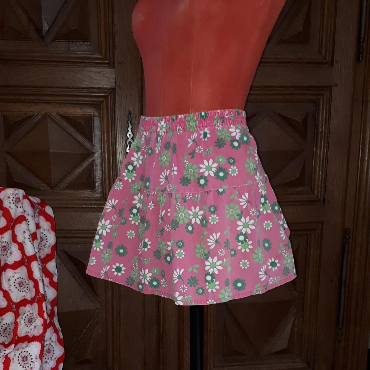 90s vintage mini skirt, h&m, cotton pink green... Depop
