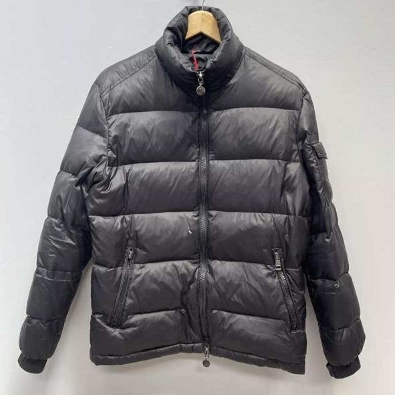Moncler black down quilted jacket, size 3 medium,... - Depop