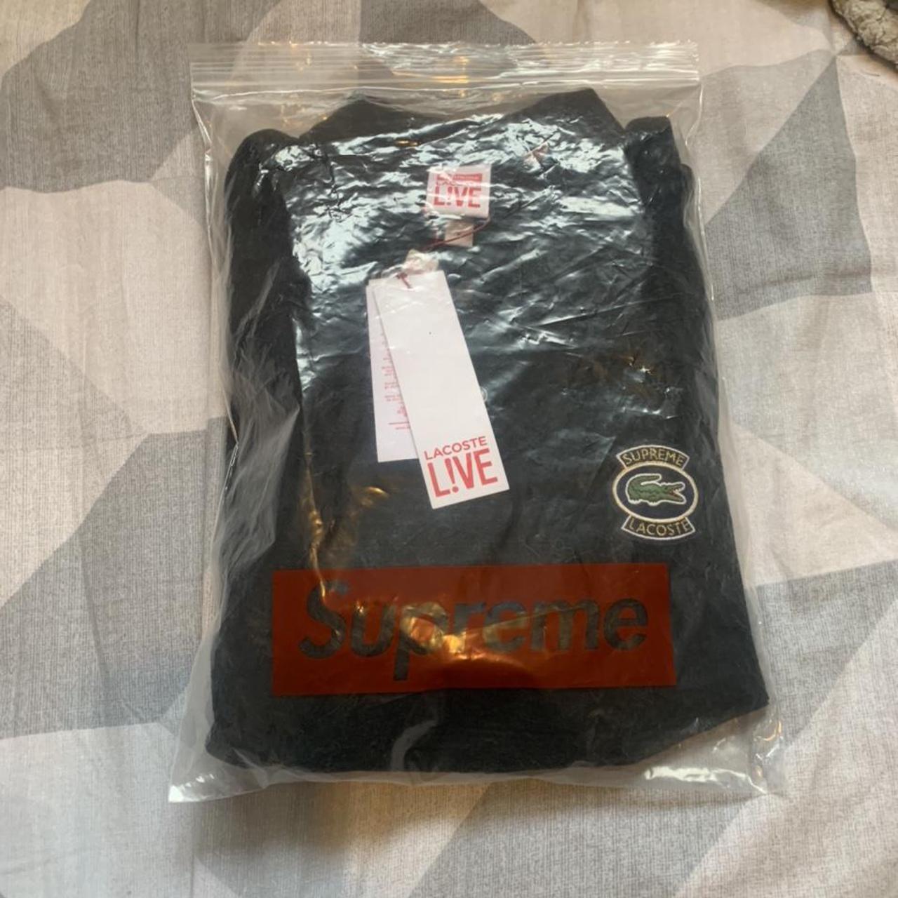 Black Supreme/Lacoste velour polo Selling due to... - Depop