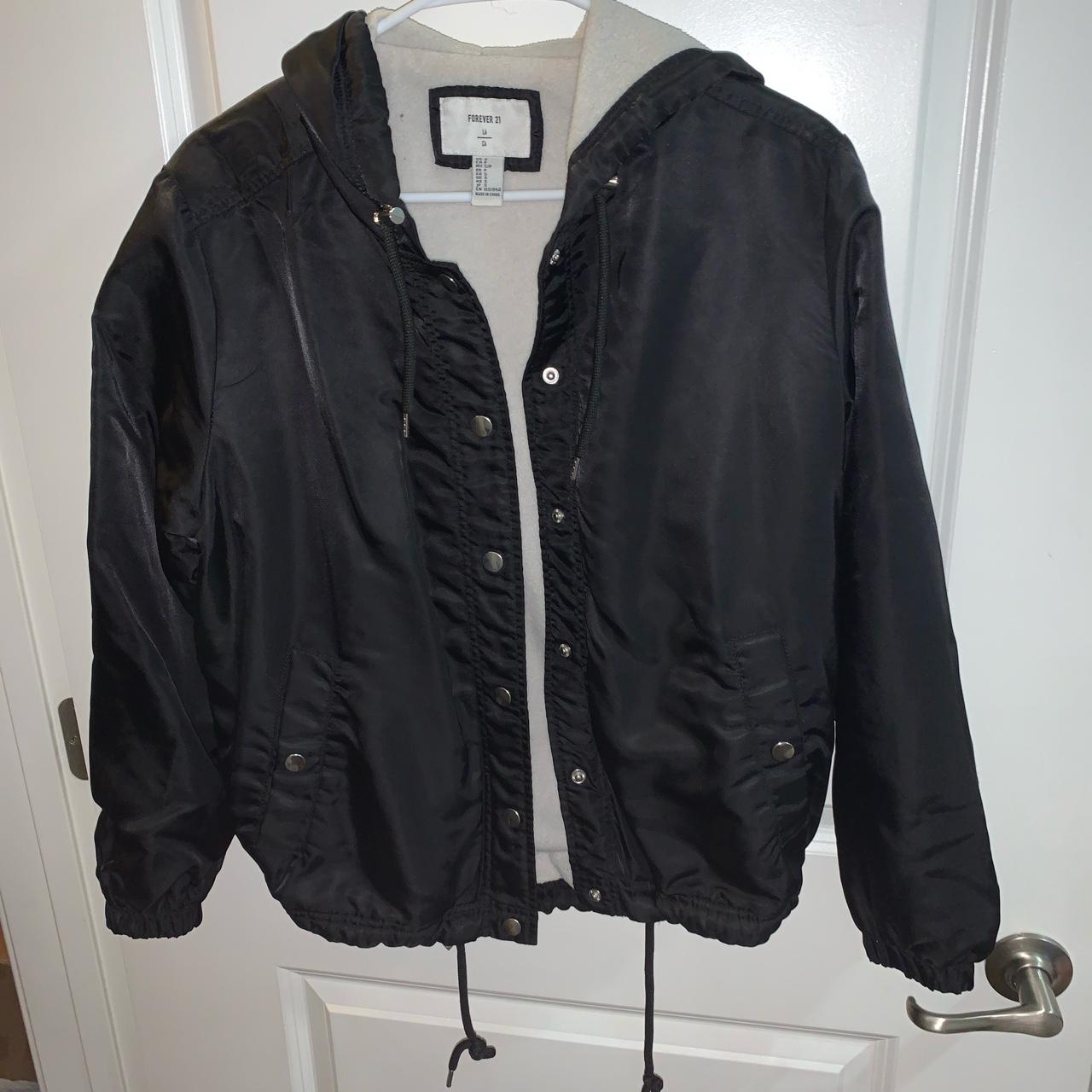 Black fuzzy jacket forever 21 best sale