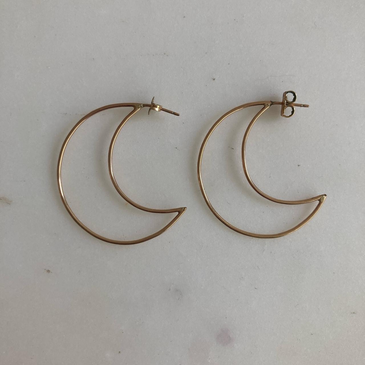 Product Image 1 - Rose gold moon hoops
14k plated